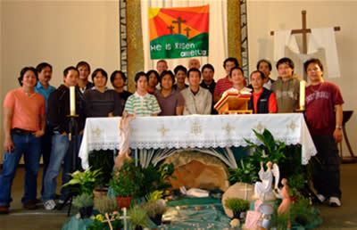 Searfarers from Phillipines pictured after Youth Mass